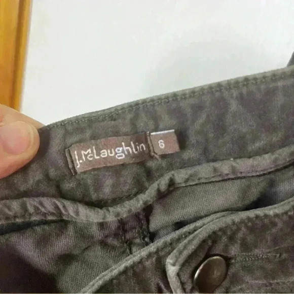 J. McLaughlin Faux Suede Pants Women 6 Brown Stretch Straight Skinny Casual Work - Picture 6 of 6